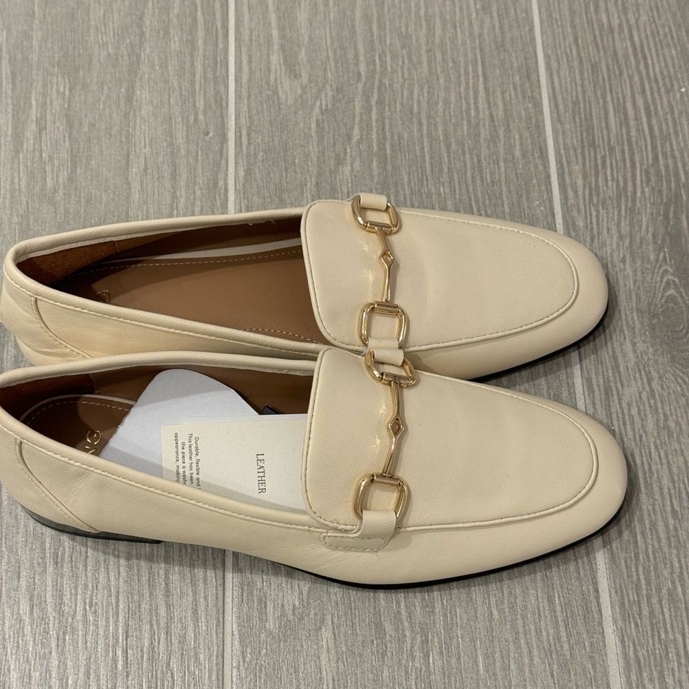 Mango Cream Loafers with Gold Detail